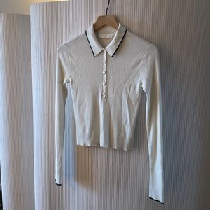 FRAME Silk Cotton Tipped Long Sleeve